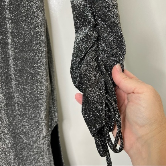 Top Shop Womens Long Sleeve shimmer‎ open back dress Size 8 - Picture 3 of 9